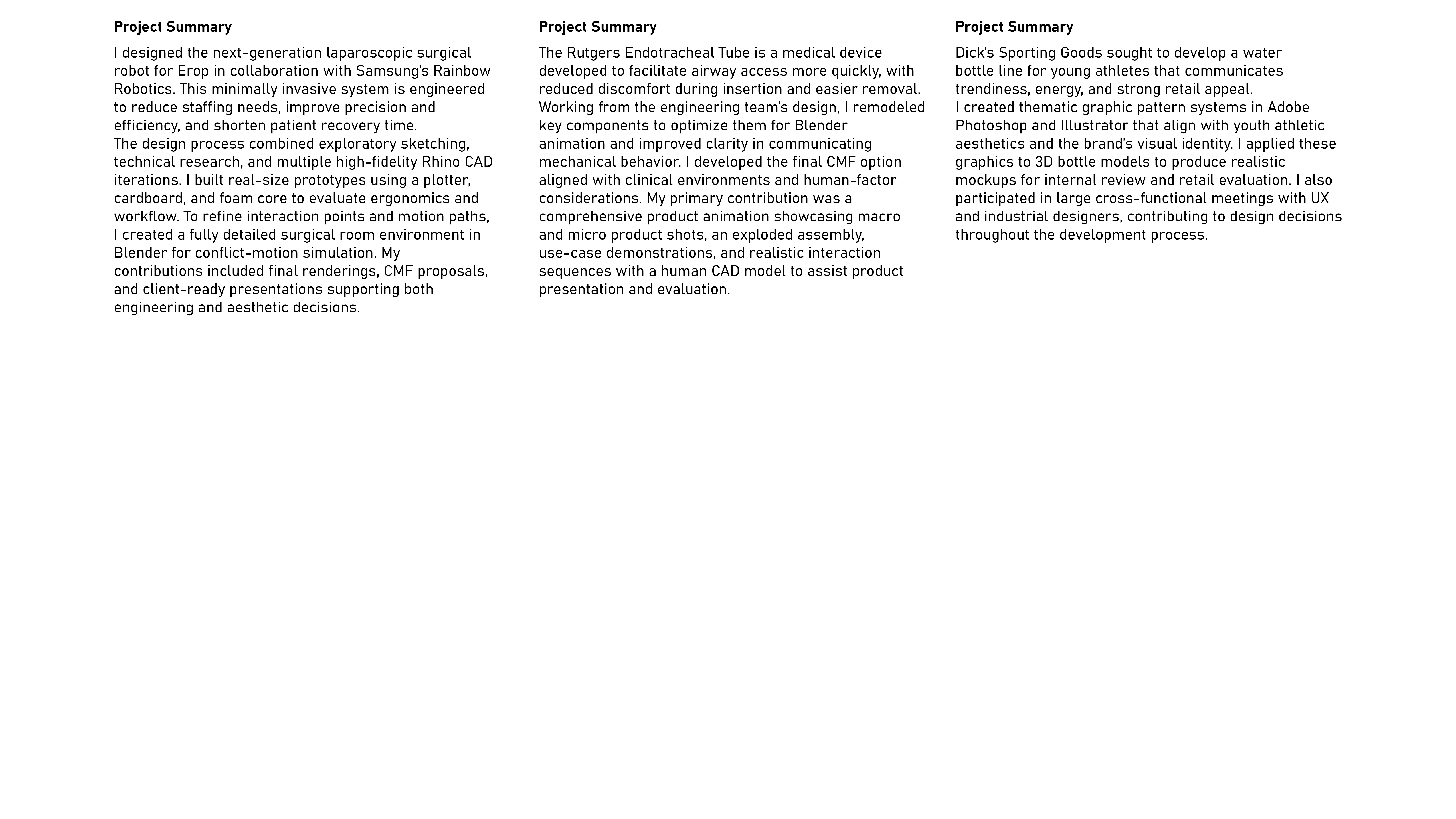 Professional Descriptions